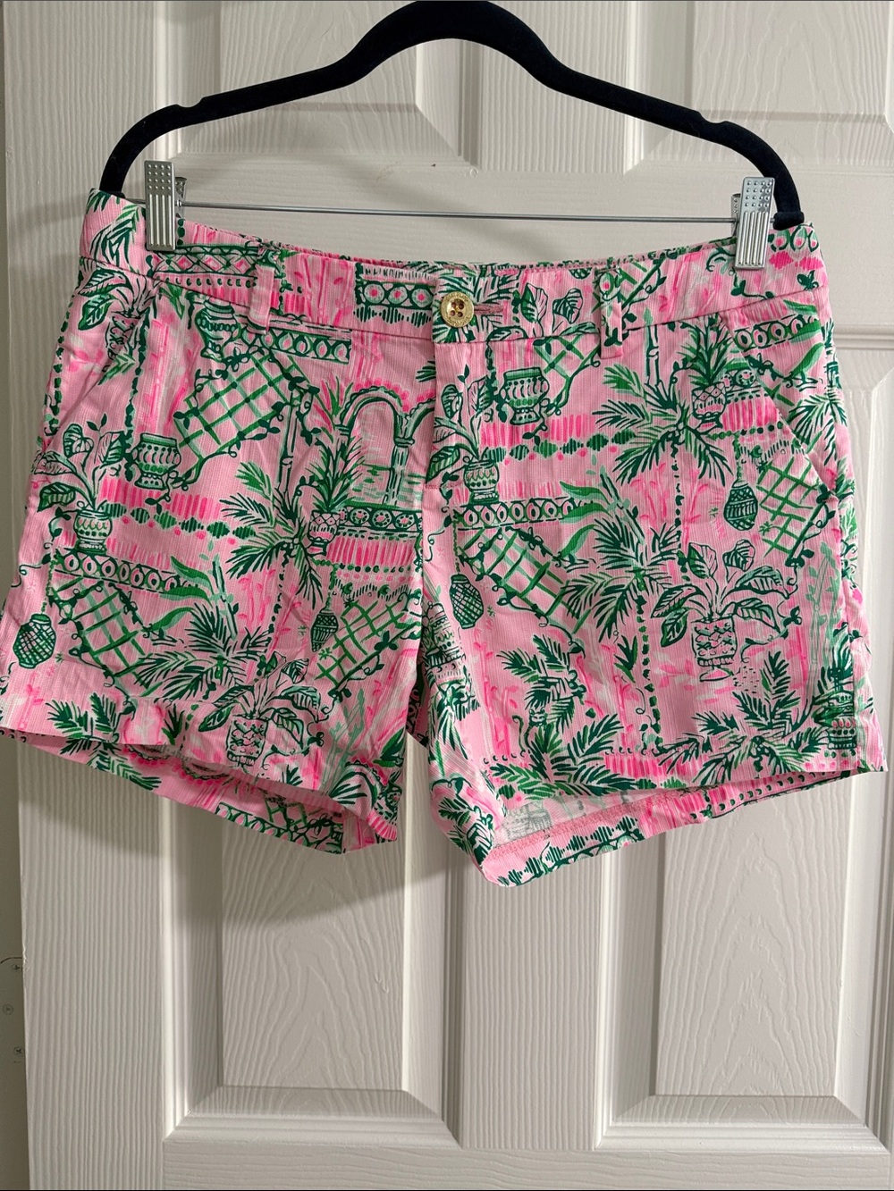 Lilly Pulitzer Pink & Green Tropical Print Bermuda Shorts